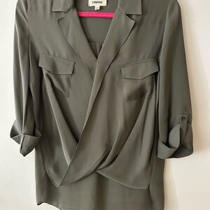 L'AGENCE Khaki Draped Blouse